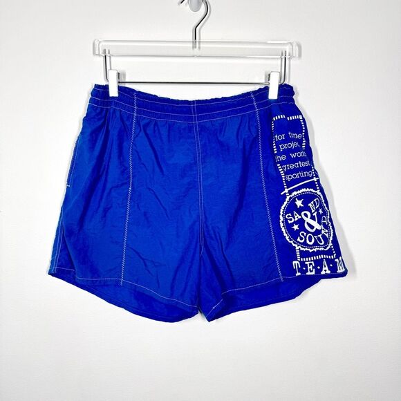 Swim Board Shorts Mens Size Extra Large Blue Athletic White Graphic Mesh Lining - Picture 1 of 7